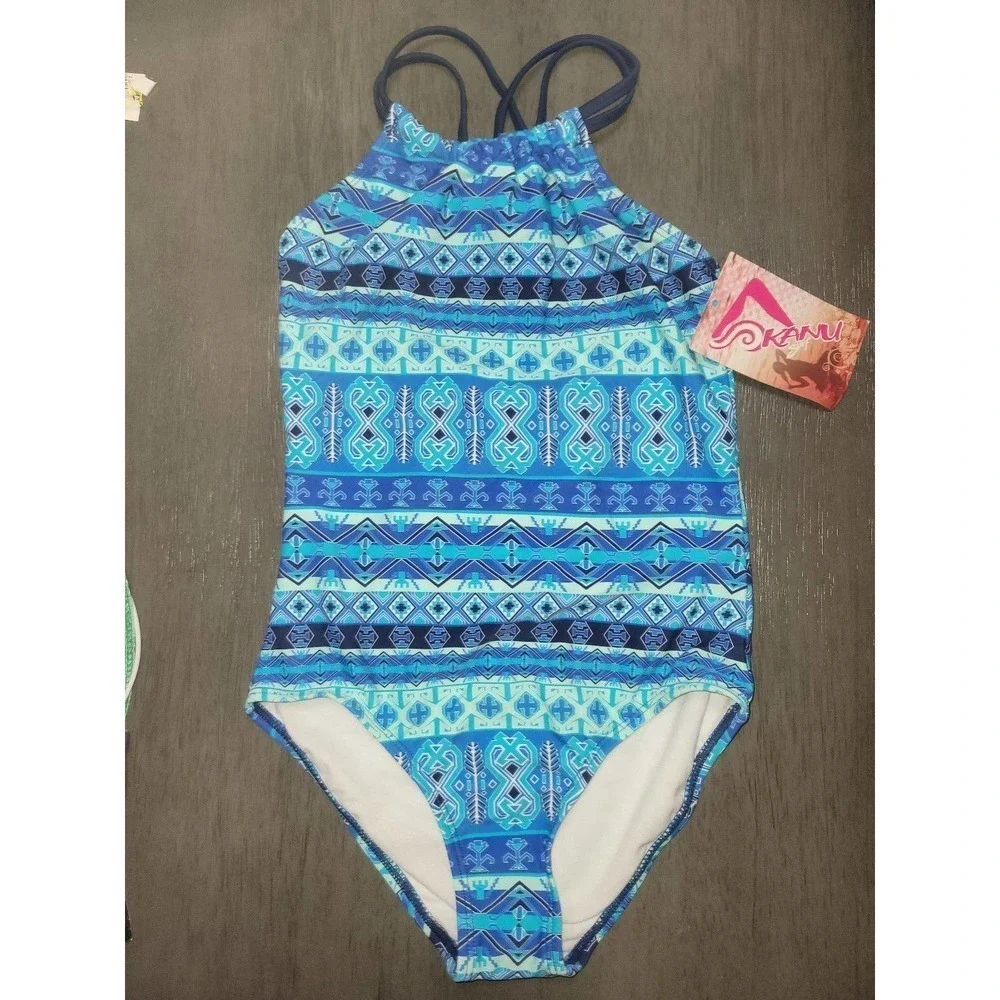 NWT Girls one piece blue swimsuit size 12 Kanu surf